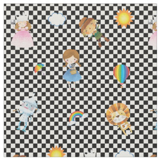 Wizard of Oz Characters on Black/White Chequered Fabric