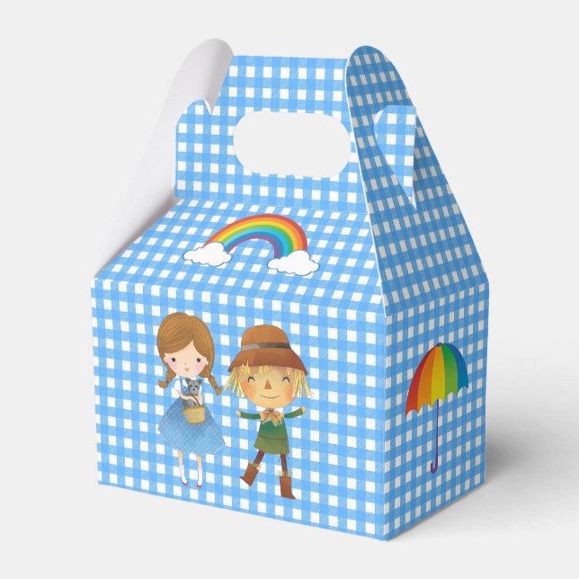 Wizard of Oz Characters on Blue and White Gingham Favour Box (Front Side)