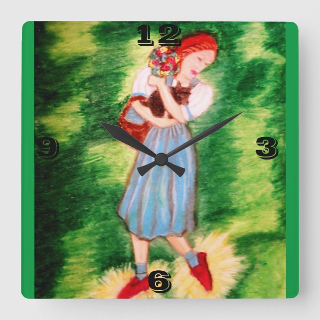 WIZARD OF OZ  DOROTHY AND HER SHOES SQUARE WALL CLOCK (Front)