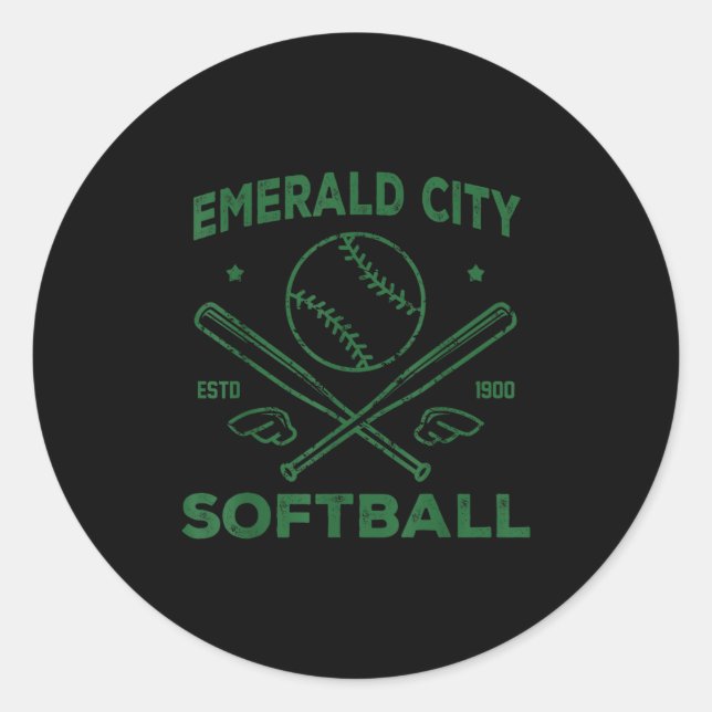 Wizard Of Oz Emerald City Softball Costume Hallowe Classic Round Sticker (Front)