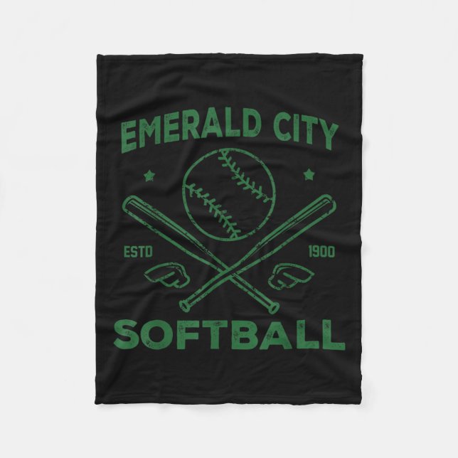 Wizard Of Oz Emerald City Softball Costume Hallowe Fleece Blanket (Front)