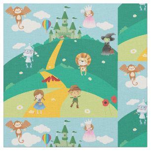 Wizard of Oz on Emerald City Background Fabric