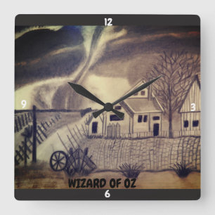 WIZARD OF OZ TWISTER SQUARE WALL CLOCK