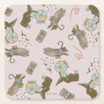 Wizard of Oz™ Wicked Witch™ Crystal Ball Pattern Square Paper Coaster<br><div class="desc">Add a touch of wickedly whimsical charm to your collection with this enchanting, vintage-inspired pattern featuring iconic characters from The Wizard of Oz. Showcasing the mysterious Wicked Witch alongside her winged monkeys, magical crystal ball, swirling skies, and hourglasses, this design captures the darker, spellbinding side of the beloved classic. The...</div>