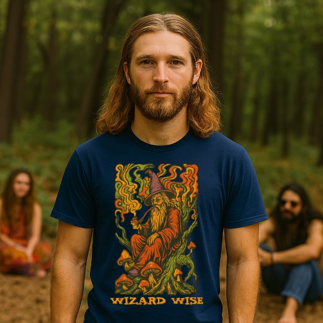 Wizard on Gnarly Tree Retro Psychedelic Art T-Shirt (Creator Uploaded)