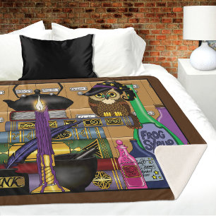 Wizard Owl Books Potions Sherpa Blanket