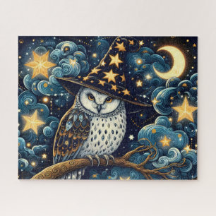 Wizard Owl Starry Night Jigsaw Puzzle