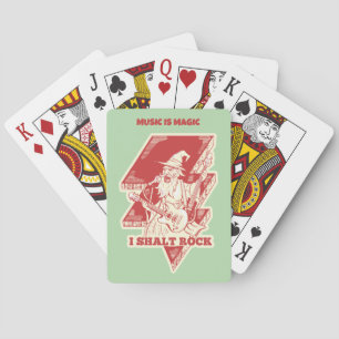 Wizard playing guitar cards