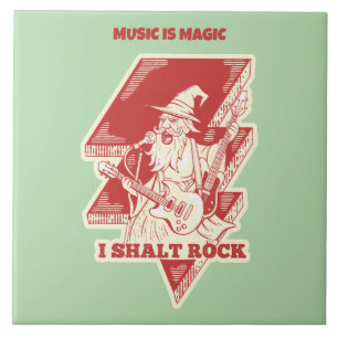 Wizard playing guitar ceramic tile