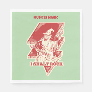 Wizard playing guitar napkin