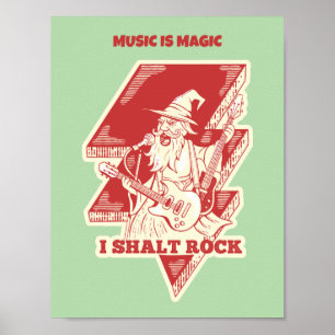 Wizard playing guitar poster