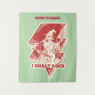 Wizard playing guitar tapestry