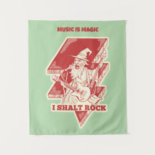 Wizard playing guitar tapestry