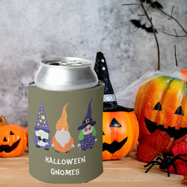 Wizard Pumpkin Witch Halloween Gnomes Can Cooler (Wizard Pumpkin Witch Halloween Gnomes Can Cooler)