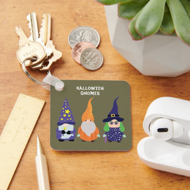 Wizard Pumpkin Witch Halloween Gnomes Key Ring (Desk)
