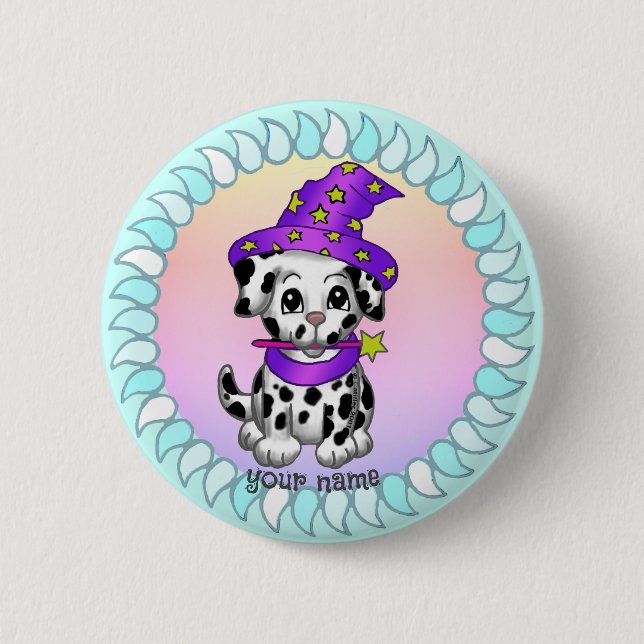 Wizard Puppy dog button (Front)