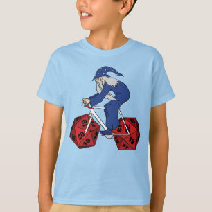 Wizard Riding Bike With 20 Sided Dice Wheels T-Shirt