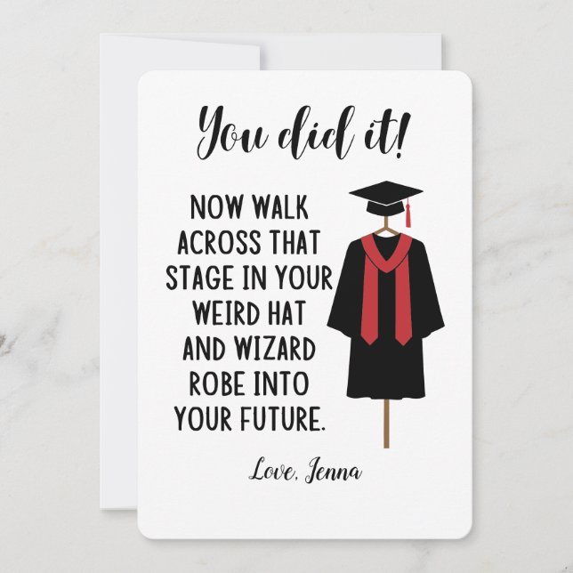 Wizard Robe and Hat Graduation Funny Custom Card (Front)