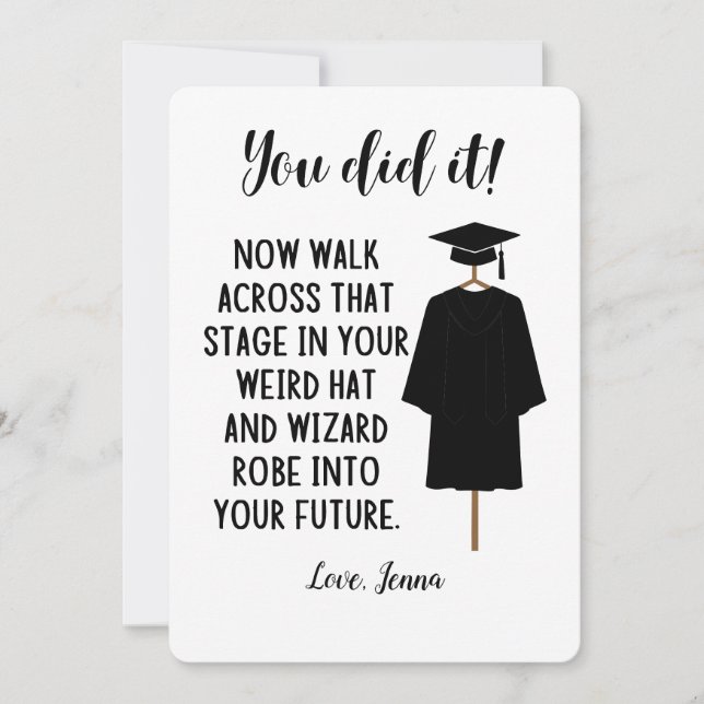 Wizard Robe and Hat Graduation Funny Custom Card (Front)