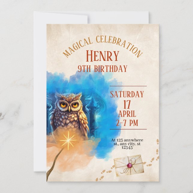 Wizard School Themed Birthday Party Invitation (Front)
