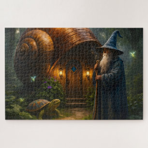 Wizard snail shell cottage enchanted forest 1014 p jigsaw puzzle