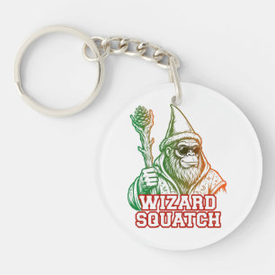 Wizard Squatch Funny Bigfoot Keychain