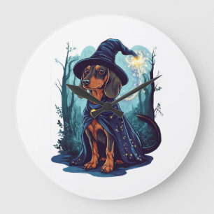 Wizard Wiener � Magical Dachshund Large Clock