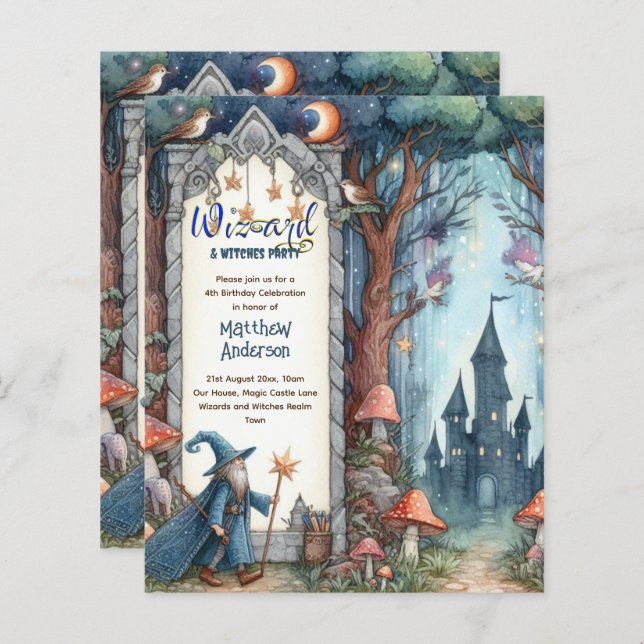 Wizard Witches Party Magical Fantasy Wands Castles (Front/Back)