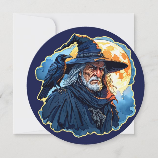 Wizard with a Raven - Halloween Fan Fun 1 (Front)