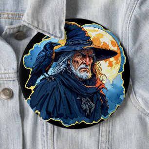 Wizard with a Raven - Halloween Fan Fun 1 6 Cm Round Badge