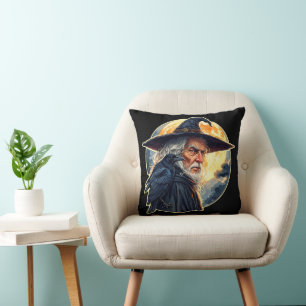 Wizard with a Raven - Halloween Fan Fun 2 Cushion