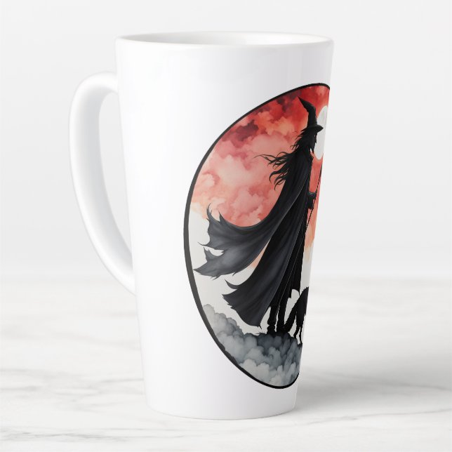 Wizard with a Wolf - Halloween Fan Fun 2 Latte Mug (Left Angle)