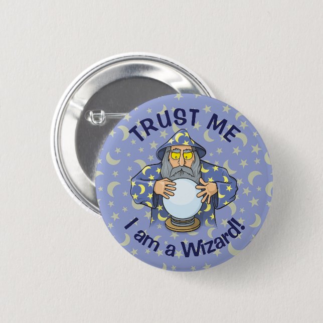 Wizard with Ball 6 Cm Round Badge (Front & Back)