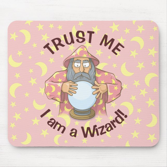 Wizard with Ball Old wizard with blue cape looking Mouse Pad (Front)