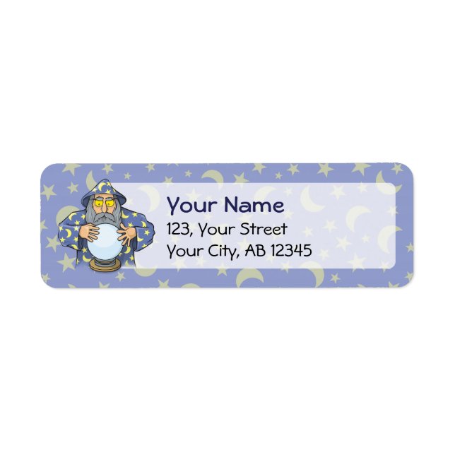 Wizard with Ball Return Address Label (Front)