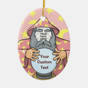 Wizard with your face ceramic tree decoration