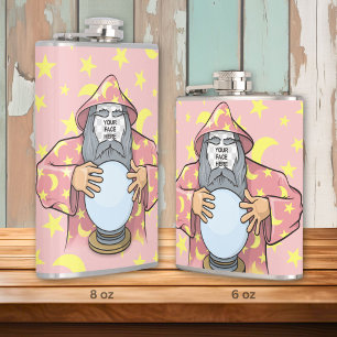 Wizard with your face hip flask