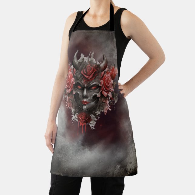 Wizardry | Dark Horned Demon with Glowing Red Eyes Apron (Insitu)
