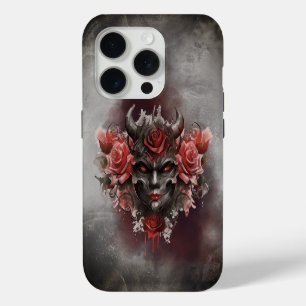 Wizardry Dark Horned Demon with Glowing Red Eyes iPhone 15 Pro Case