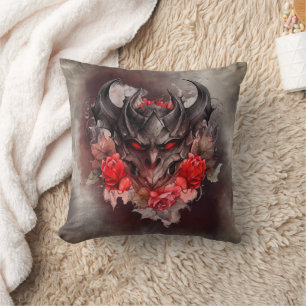 Wizardry   Red Eyed Smoky Demon Beast with Roses Cushion