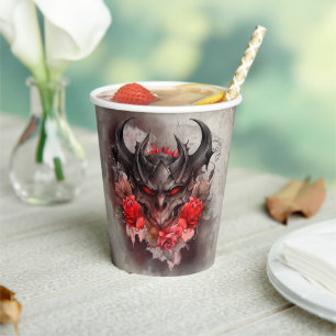 Wizardry   Red Eyed Smoky Demon Beast with Roses Paper Cups