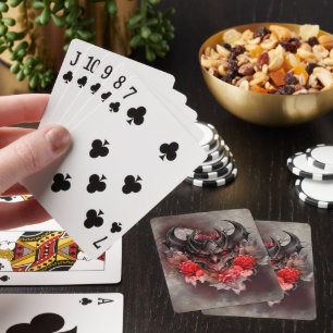 Wizardry   Red Eyed Smoky Demon Beast with Roses Playing Cards