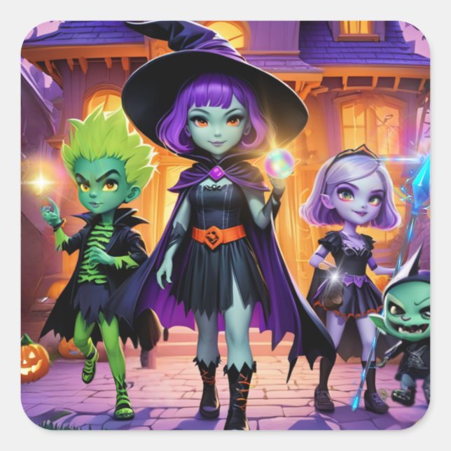 Wizards and Ghouls Square Sticker (Front)