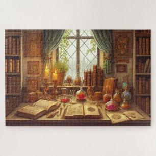Wizard's Library Mystical Study Fantasy Jigsaw Puzzle