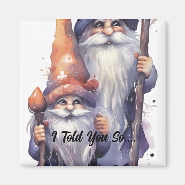 Wizards with wands happy out walking magnet (Front)