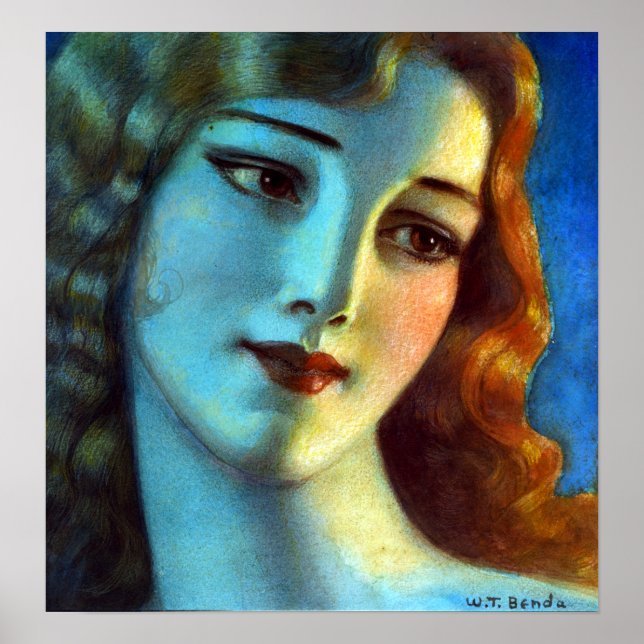 Władysław T. Benda Head of Girl with Long Blond Poster (Front)