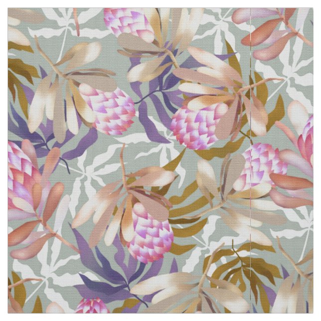 Wlid Flowers Protea Grey Fabric (Swatch)