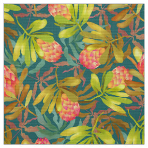 Wlid Flowers Protea Teal Fabric