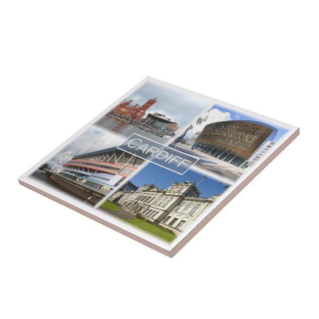 WLS003 CARDIFF, Wales, Ceramic Tile (Side)