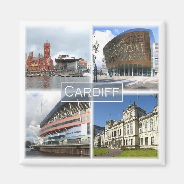 WLS003 CARDIFF, Wales, Fridge Magnet (Front)